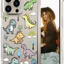 Hungo Compatible for iPhone 16 Pro Case for Women Girls Clear Design Cute,Girly Designer Aesthetic Protector Lovely Dinosaurs Animal Kawaii