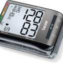 Beurer BC81 Wrist Blood Pressure Monitor XL Display, Arrhythmia Detection, 120 Memory Sets XL Blood Pressure Cuff Wrist for Home Use, Automatic Blood Pressure Machine with Storage Case, Batteries