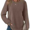 WIHOLL Tops for Teachers Waffle Knit Long Sleeve Tops Plus Size Womens Clothing Early Fall Fashion Thermal Shirts School Outfits Maternity Clothes Spring Break Essentials Coffee XL