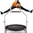 BCAN 40/48" Foldable Mini Trampoline Max Load 330lbs/440lbs, Fitness Rebounder with Adjustable Foam Handle, Exercise Trampoline for Adults Indoor/Garden Workout (Black)