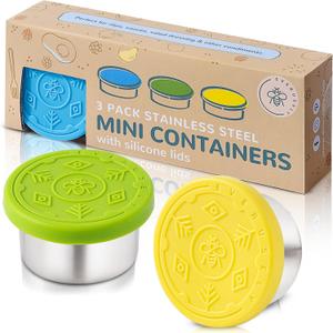 Everusely Condiment Cups - 3 Pack, 1.7 oz / 50 ml, Summer, Stainless Steel - Condiment Containers with Lids - Reusable Salad Dressing Container To Go - Sauce & Dip Cup for Lunchbox, Meal Prep Everusely Condiment Cups - 3 Pack, 1.7 oz / 50 ml, Summer, Stainless Steel - Condiment Containers with Lids - Reusable Salad Dressing Container To Go - Sauce & Dip Cup for Lunchbox, Meal Prep
