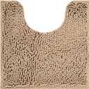 Reyox Chenille Bath Mat, Toilet Rugs U Shaped, Soft Plush Bath Bathroom Rug, Absorbent Shaggy Bathroom Contour Rug 3 19.7"x15.7", Khaki