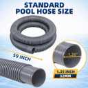 Replacement Pool Hoses for Above Ground Pools 1 1/4, 59"" Long Filter Pump Hose, 3 Packs Pool Pump Hose with 6 Metal Clamps (Grey), Gray