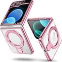 Compatible with Galaxy Z Flip 5 Case with O-Ring Stand Clear Case