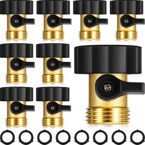 Tudomro 8 Pack Garden Hose Shut Off Valve Durable Heavy 3/4 Brass Shut Off Valve for Garden Hose with Extra Pressure Washer Water for Household Cleaning