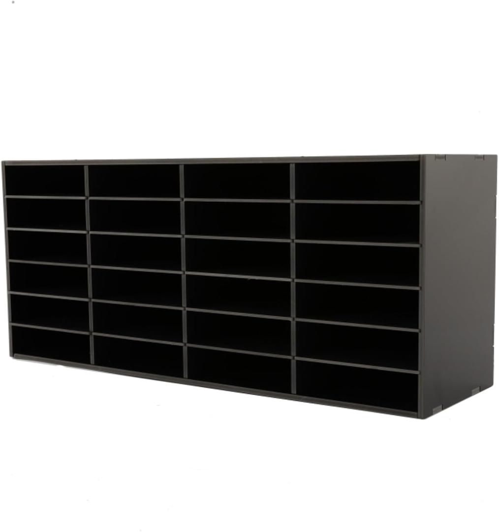 Mailbox for Classroom 24 Slots, Mail Sorter, Paper Organizer Storage, Mail Organizer for Home Library Office Classroom (Black, 24 Slots)