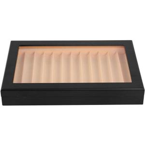 EMVANV Wood Pen Display Box 12 Grid Storage Organizer Fountain Pen Collector Case Display Case for Shop or Home (Black)