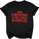 Mommy and Me Valentines Shirt: Womens Valentines Day Shirt Mama Mini Shirts Toddler Baby Girl Tops Family Matching Tees (Black, M)