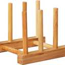 Kunovo Bamboo Dish Rack,Pot lid/Plate/Cutting Board Organizer for Kitchen cabinets,Bottle Drying Holder (3g)