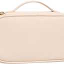 OCHEAL Small Makeup Bag, Portable Cute Makeup Pouch Travel Bag for Women and Girls with Makeup Brush Compartment Organizer cosmetics Bags-Beige