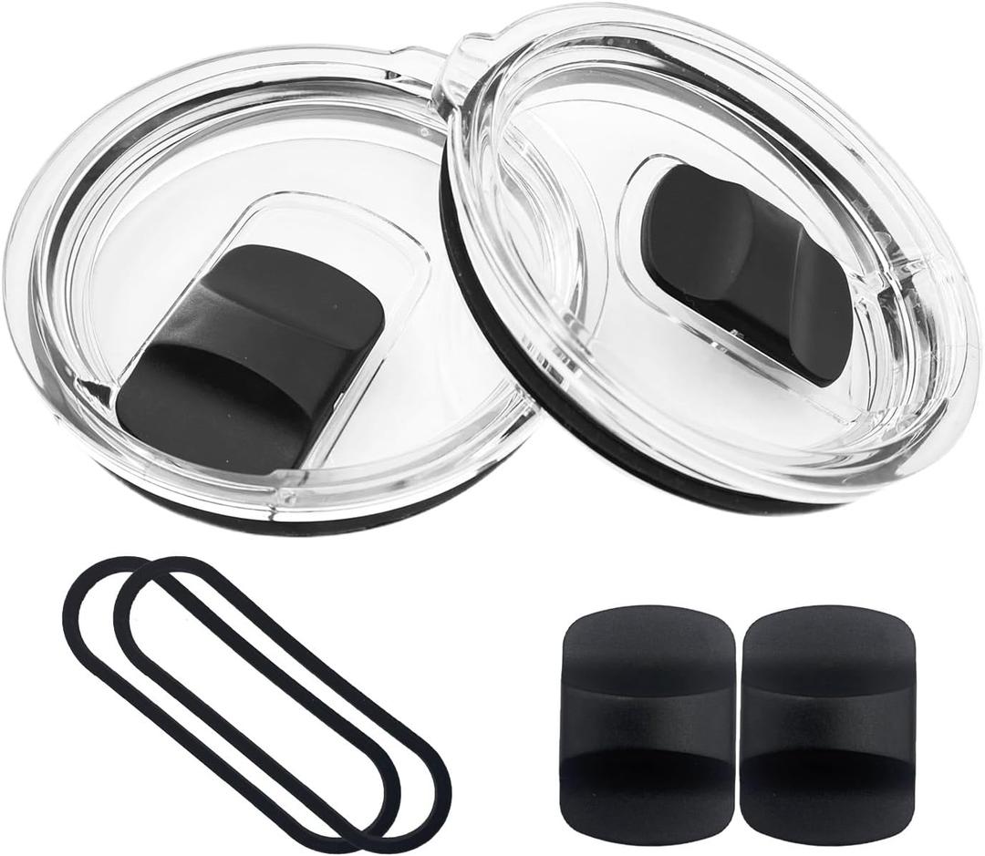 Pack Tumbler Replacement Lids for YETI, 30 oz Tumbler Magnetic Slider Replacement Fits 30 oz Tumbler, 14 oz Mugs & 35 oz Straw Cups, with Extra Seals and Magnetic Closures (2 pcs)