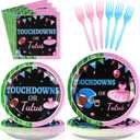 96 Pcs Football Gender Reveal Party Supplies Touchdown or Tutus Gender Reveal Plates and Napkins Tableware Set Ballet or Football Gender Reveal Party Decorations for Boy or Girl Baby Shower Serves 24