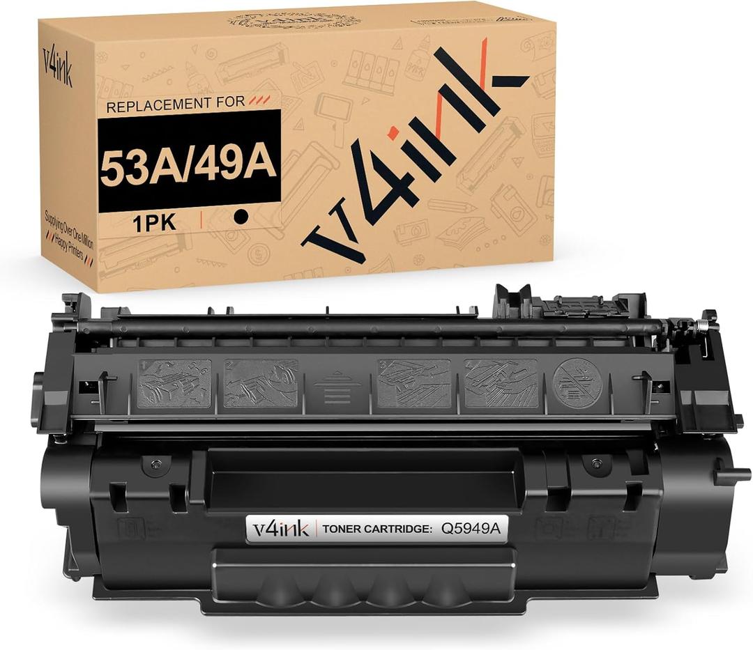 v4ink Compatible 49A 53A Toner Cartridge Replacement for HP Q5949A Q7553A for use with HP 1320 1320n P2015dn P2015 P2015n 3390 3392 1160 P2014 M2727nf MFP Printer (Black,1 Pack)