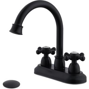 4-Inch Bathroom Sink Faucet Matte Black, Vintage 2-Handle Centerset Vanity Faucet for Bathroom Sink (Vintage 4" Centerset)