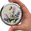 Leimandy Embroidered Pocket Mirror Double-Sided 1x/2x Makeup Mirrors Portable Compact Mirror for Purse Bridesmaid Gift Bridal Shower Gift Birthday Gift L1 (Purple Lavender)