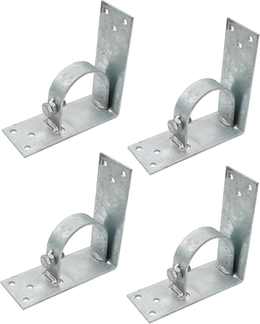 Xadnitu 4 Pieces Chain Link Fence Wood to Metal Posts Corner Adapter, Galvanized Steel Bracket for 2-1/2" (2-3/8" OD) Fences Rods Tubes