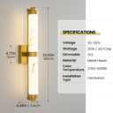 23.6" Modern Wall Sconce, 5CCT Dimmable LED Bathroom Vanity Light, Brushed Gold Wall Light with Resin Shade, 20W Hardwired Vanity Lighting for Bedroom, Living Room, Hallway