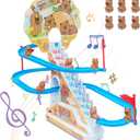 Roller Coaster Toys for Toddlers, Climbing Stairs Slide Toy Set with Flashing Lights & Music On/Off Button, Birthday Capybara Gifts for Boys Girls Kids