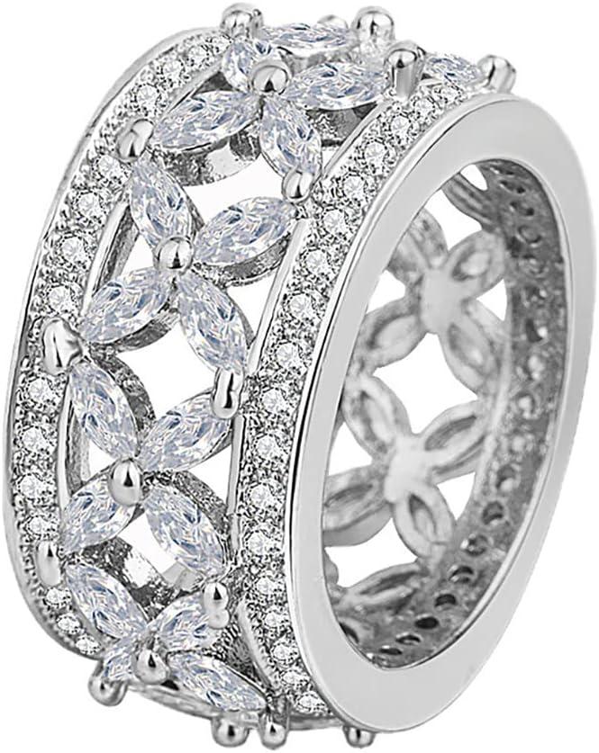 Boho Female Big Crystal Zircon Stone Ring Luxury Fashion Silver Color Engagement Rings for Women Vintage Wedding Jewelry