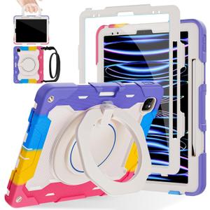 ROISKIN for iPad Pro 12.9 -Inch Case (6th, 5th, 4th & 3rd Gen)with HD Screen Protector, 360 Stand, Handle, Pencil Holder,Shoulder Strap[15ft Drop Protection]Rugged Bulky Full Body 12.9 iPad Pro Case