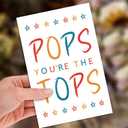 6 x Fathers Day Card Gifts for Pops Dad, Fathers Day Gift from Daughter Son, Happy Father's Day Card for Pop from Kids, Pops You're the Tops, Funny Pop Gifts