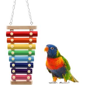 Colorful Bird Xylophone Toy, Suspensible Funny Xylophone Toy with 8 Metal Keys, Bird Cage Toy Accessories for Chicken Bird Parrot Parrot Parakeet Budgies Love Birds