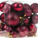 Christmas Ornaments for Xmas Trees,Burgundy Shatterproof Christmas Ball Ornaments (32 pcs)