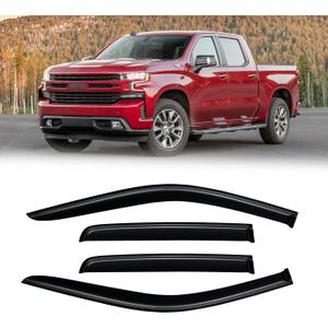 Rain Guards for 2019-2026 Chevy Silverado/GMC Sierra 1500 Double/Extended Cab, 2020-2026 Silverado/Sierra 2500HD 3500HD Out-Channel Window Visor Shields Vent Deflector Shade Wind Dark Smoke, 4PCS
