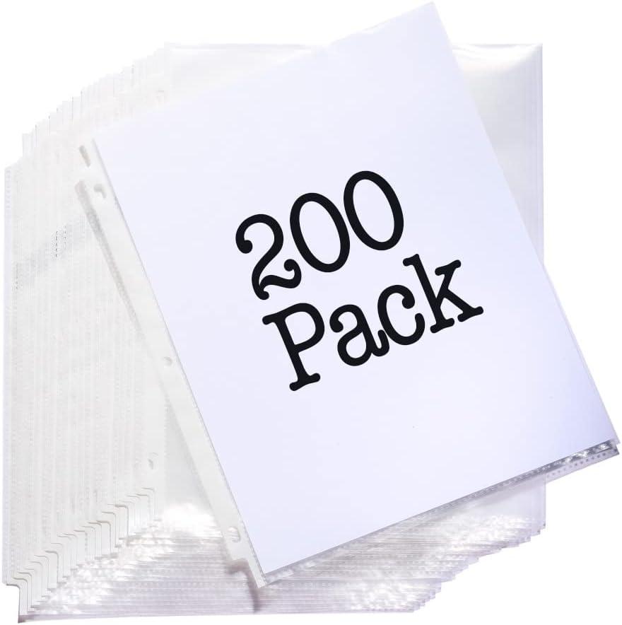 Sheet Protectors, Clear Sheet Protector for 3 Ring Binder, Page Protectors - Top Loading, 3 Hole Punched - 8.5 x 11 Inches - Archival Safe for Photos or Printed Copy - Holds Multiple Sheets - 200 Pack