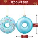 2 x Joiedomi Donut Food Mini Christmas Ornaments Blue, Snacks Blown Glass Small Ornament for Christmas Tree Hanging Outdoor Decorations Indoor, Xmas Blue Candy Party Favors
