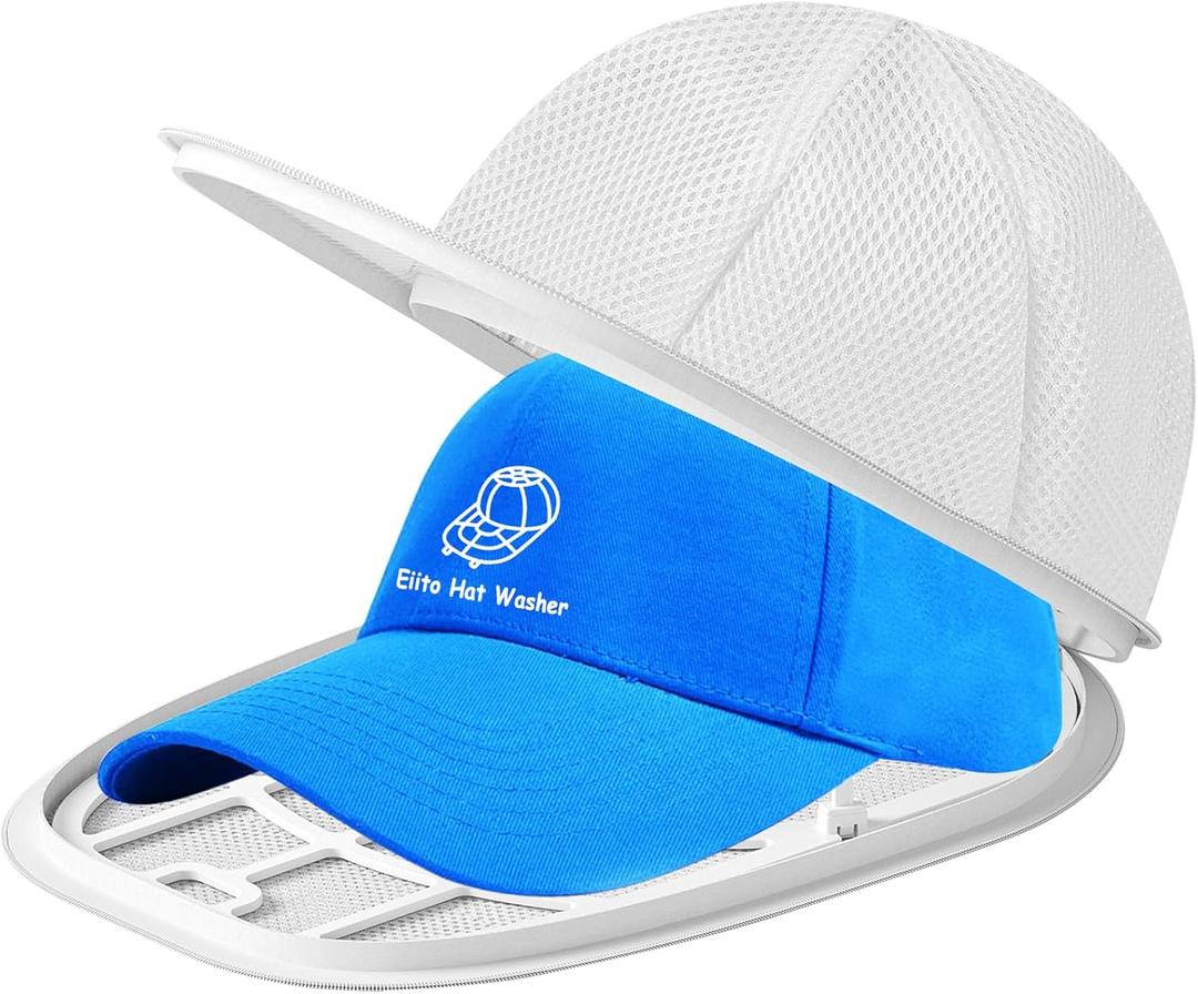 Eiito Hat Washer Cage, Hat Washer for Baseball Caps for Washing Machine or Dishwasher, Ball Cap Washers Frame for Flat and Curved Hats, Hats cage, Fit for Adult and Kid's, 1 Pack White (With Mesh White 1 Pack)