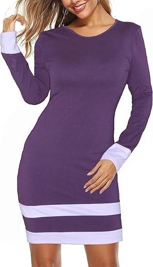 Aphratti Women's Long Sleeve Halloween Costume Adult Bodycon Mini Purple Dress