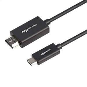Amazon Basics Premium Aluminum USB-C (Source) to HDMI (Display) Cable Adapter (Thunderbolt 3 Compatible) 4K@60Hz, 3-Foot, Black