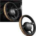 Ziciner Steering Wheel Cover, Bling Crystal Rhinestones Auto Wheel Protector, Sparkly Cover Universal Fit Diverse 14.5-15 inch Steering Wheel, Interior Decor Car Accessories (Golden)