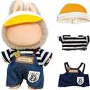 17cm Doll Clothes,15cm Dolls Outfit Set,Accessories for Dolls,Stylish Clothes Set Dress Up (No Doll) (Blue Overalls Suit+Hat)