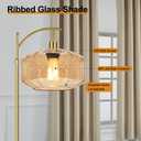 Vintage Floor Lamps for Living Room Glass Floor Lamp with Remote Control & 3 Color Temperature,Dimmable Floor Lamp Gold Mid Century Modern Standing Lamp Brass Tall Pink Floor Lamps for Bedroom Corner