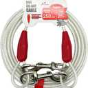 Petest 25ft Reflective Tie-Out Cable for Super Dogs Up to 250 Pounds (Red & Silver)