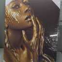 Canvas Wall Art African American Women Wall Decor Black Woman Yellow Hair Beauty Abstract Painting Canvas Prints Living Room Bedroom Bathroom Home Decoration African Wall Art, 18x24 Inches