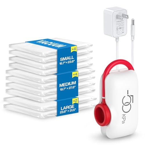 Vacuum Storage Bags for Travel, 5pcs Vacuum Seal Bags for Clothing Travel, Compression Packing Kit with High Pressure Electric Pump, Space Bags for Clothes Luggage Traveling