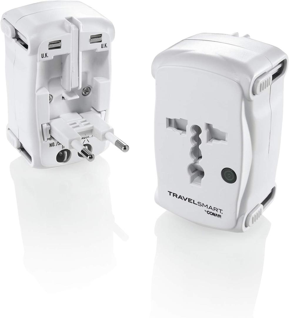 Conair Universal Travel Adapter, European Travel Plug Adapter with Surge Protection, All-in-One Worldwide Travel Adapter (1 Piece Set) Conair Universal Travel Adapter, European Travel Plug Adapter with Surge Protection, All-in-One Worldwide Travel Adapter (1 Piece Set)
