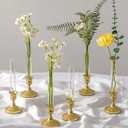 Bud Vases with Candlestick Holders: Set of 6 Clear Glass Vase with Silicon Sleeve for 0.87" Taper Candle Holder - Flower Vases for Centerpieces Wedding Table Party Decor (Gold)