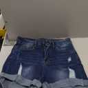 luvamia Women's Ripped High Waisted Denim Shorts Stretchy Cuffed Hem Jean Shorts (Medium)