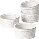 LE TAUCI Ramekins 4 oz Oven Safe for Creme Brulee, Charcuterie Boards Bowls for Souffle, Small Sauce Bowl, Ceramic Baking Dishes - 3.8 inch, Set of 4, Arctic White