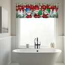 2 x Gnome Christmas Curtains Valance, Christmas Window Valance Curtains, Christmases Decorations Kitchen Window Decor, Red Xmas Tree Short Curtain Drapes for Living Room Bedroom 51x18 in