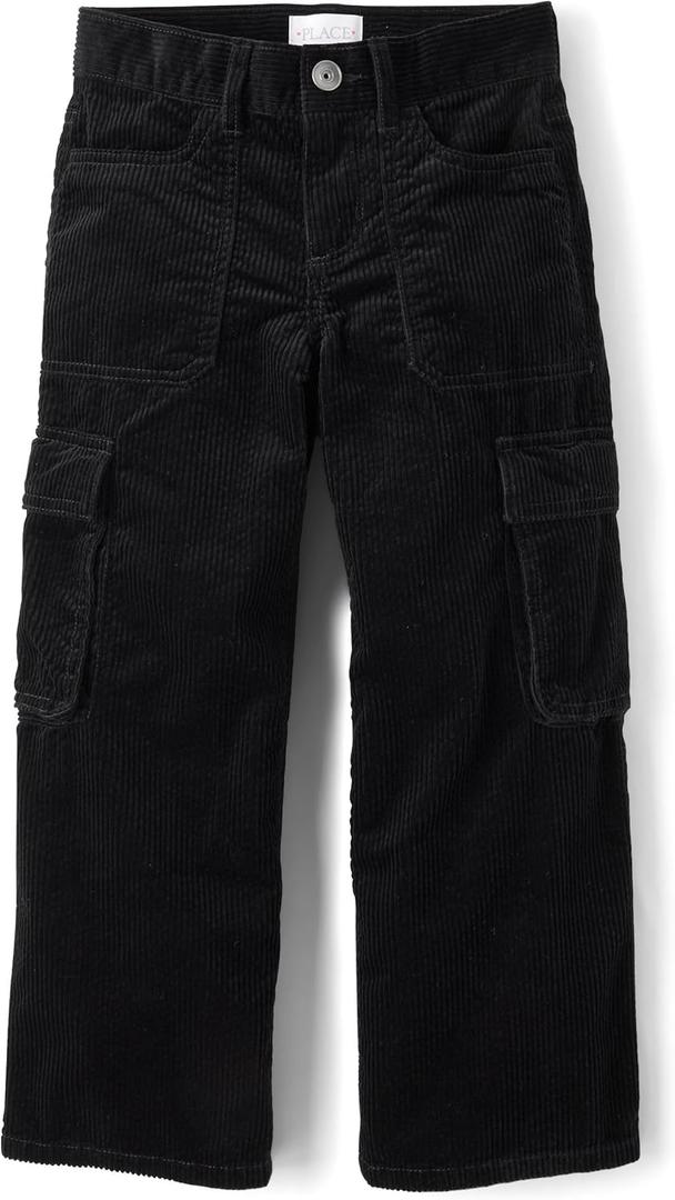 The Children's Place Girls Corduroy Pants (6-7, Black Baggy Cargo)