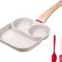 Egg Frying Pan Nonstick - 3 Section Egg Skillet 3-In-1 Divided Breakfast Grill Pan, 7.9" Omelette Pan Compatible with Gas Stove & Induction Cooktops, PFOA Free