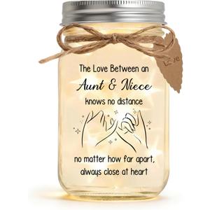 Aunt Gifts from Niece, Aunt and Niece Mason Jar Night Light | Christmas Mother's Day Birthday Gifts for Best Aunt