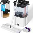 Mop and Bucket Set,Midyb Flat Mops and Bucket System with 2 Microfiber Pads,Mop and Bucket with Wringer Set,Automatic Separates Dirty and Clean Water,Wet and Dry Use Mops for Floor Cleaning