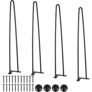VEVOR 28" Hairpin Furniture Legs, Metal Home DIY Projects for Nightstand, Coffee Table, Desk, 500lbs Load Capacity with Rubber Floor Protectors, Metal Heavy Duty Sturdy Modern Table Legs, 4PCS Black (28 Inch solid)