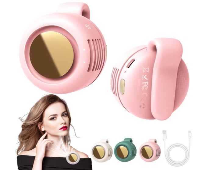 Portable Clip-On Fan, Mini USB Rechargeable 360° Rotatable Fan, 3-Speed Silent Mini Bladeless Fans